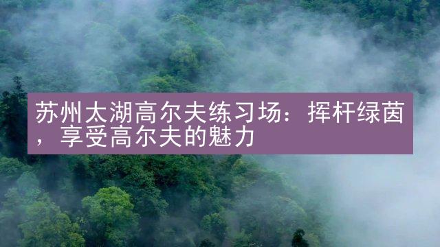 苏州太湖高尔夫练习场：挥杆绿茵，享受高尔夫的魅力