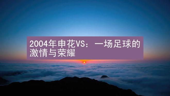 2004年申花VS：一场足球的激情与荣耀