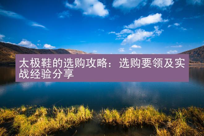 太极鞋的选购攻略：选购要领及实战经验分享