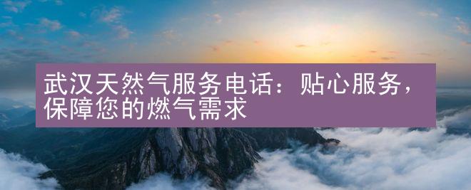 武汉天然气服务电话：贴心服务，保障您的燃气需求