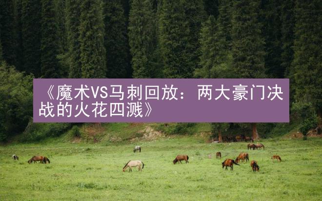 《魔术VS马刺回放：两大豪门决战的火花四溅》