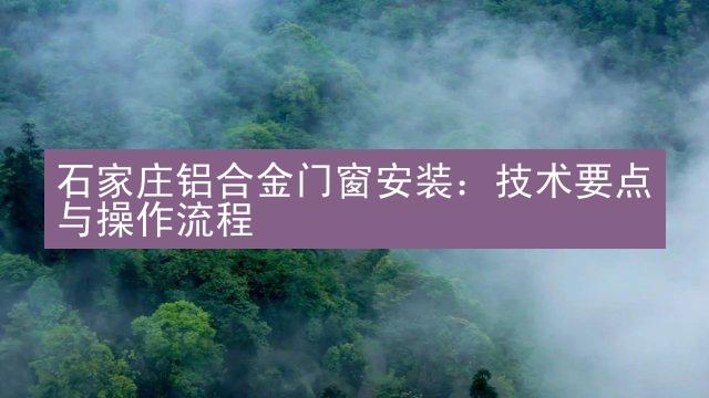 石家庄铝合金门窗安装：技术要点与操作流程